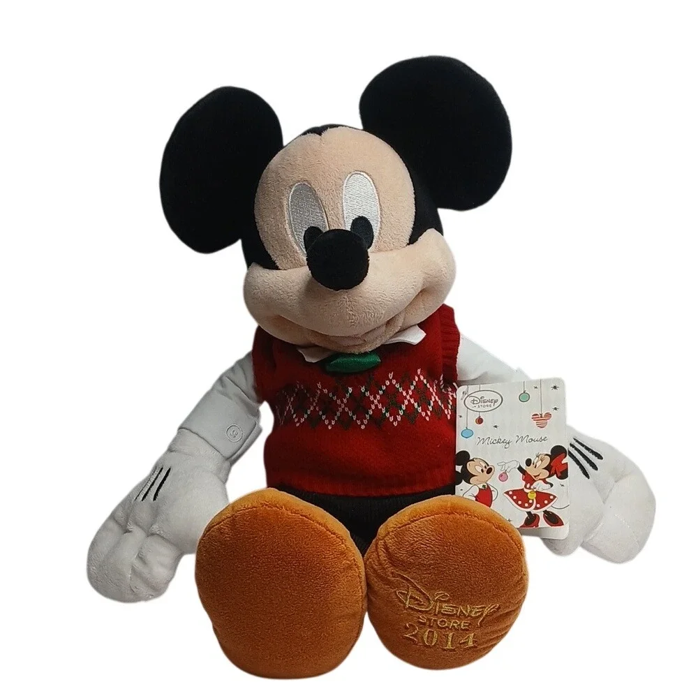Disney Store Plush‎ Mickey Mouse Red 2014 Holiday Argyle Sweater Vest NWT